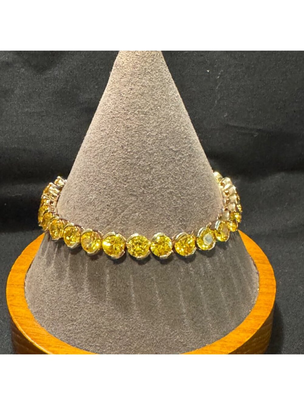Sterling Silver 925 Citrine Round Cut Tennis Bracelet Size 7.25" Length